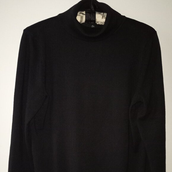 'TALBOTS' Petite Solid Black Turtleneck Sweater Size MP NWOT - Picture 1 of 11